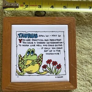 Stanley Taurus Zodiac Tile with Wooden Frame